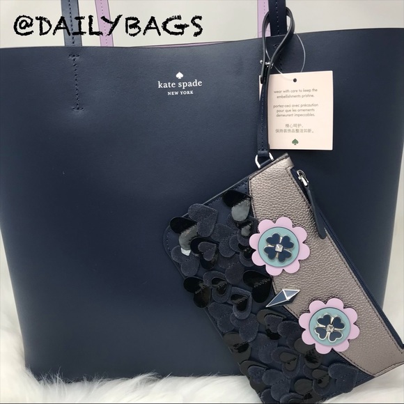 KATE SPADE MEDIUM TOTE WITH WRISLET ZIBBI NIGHT - Picture 4 of 8